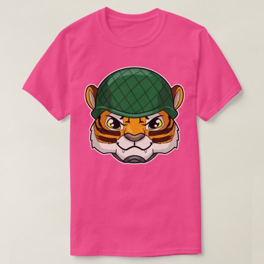 Tiger as Soldier with Helmet Tシャツ (デザイン正面)