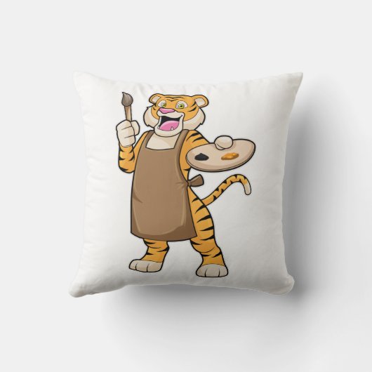Tiger at絵を描とBrush絵を描の比較 クッション (裏面)