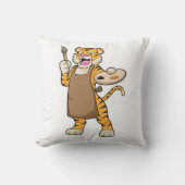 Tiger at絵を描とBrush絵を描の比較 クッション (正面)