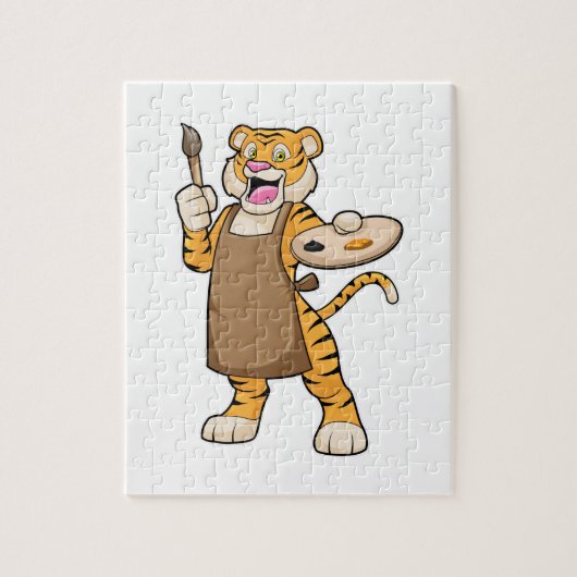 Tiger at絵を描とBrush絵を描の比較 ジグソーパズル (縦)