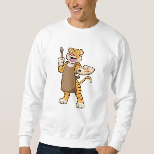 Tiger at絵を描とBrush絵を描の比較 スウェットシャツ (正面)