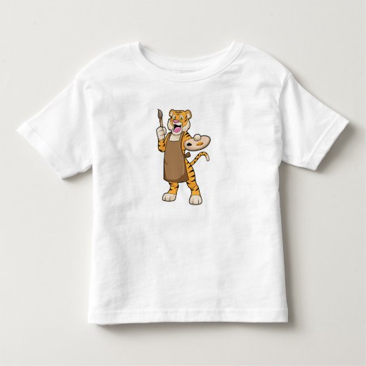 Tiger at絵を描とBrush絵を描の比較 トドラーTシャツ (正面)