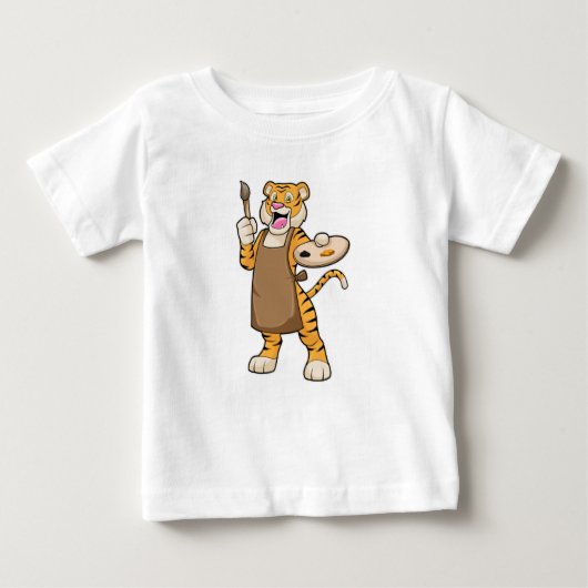 Tiger at絵を描とBrush絵を描の比較 ベビーTシャツ (正面)
