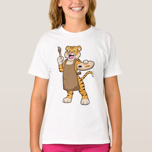 Tiger at絵を描とBrush絵を描の比較 Tシャツ (正面)