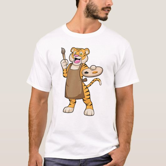 Tiger at絵を描とBrush絵を描の比較 Tシャツ (正面)