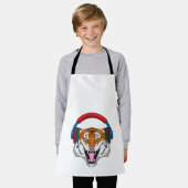 Tiger at Music with Headphone エプロン (着用した状態)