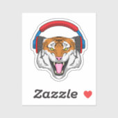 Tiger at Music with Headphone シール (シート)