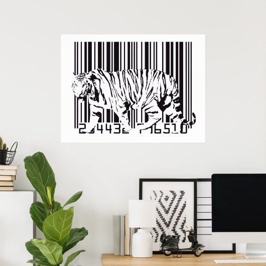 Tiger Barcode Art ポスター (ホームオフィス)