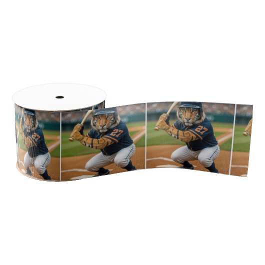 Tiger Baseball Player #27 Up To Bat グログランリボン (リール)