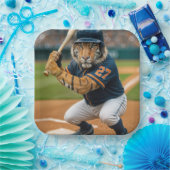 Tiger Baseball Player #27 Up To Bat ペーパープレート (パーティー)