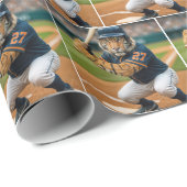 Tiger Baseball Player #27 Up To Bat ラッピングペーパー (ロールコーナー)