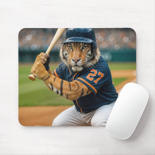 Tiger Baseball Player Up To Bat マウスパッド (マウス)