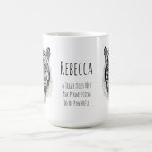 Tiger  Black and White Monogram Saying コーヒーマグカップ (中央)