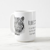 Tiger  Black and White Monogram Saying コーヒーマグカップ (正面左)