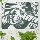 Tiger by Franz Marc、ヴィンテージ表現主義アート キッチンタオル (折り畳み)