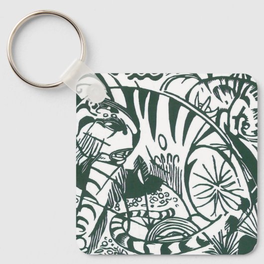 Tiger by Franz Marc、ヴィンテージ表現主義アート キーホルダー (正面)