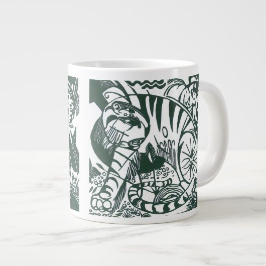 Tiger by Franz Marc、ヴィンテージ表現主義アート ジャンボコーヒーマグカップ (正面右)