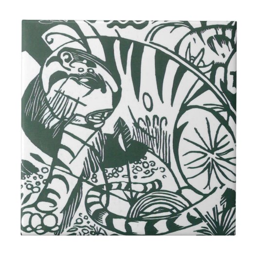 Tiger by Franz Marc、ヴィンテージ表現主義アート タイル (正面)