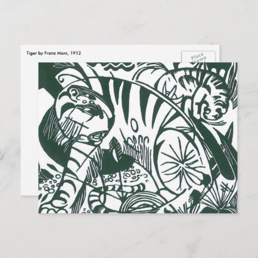Tiger by Franz Marc、ヴィンテージ表現主義アート ポストカード (正面/裏面)