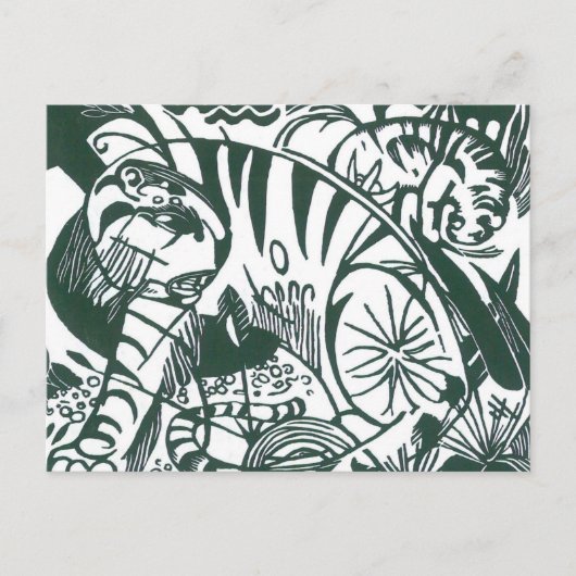Tiger by Franz Marc、ヴィンテージ表現主義アート ポストカード (正面)
