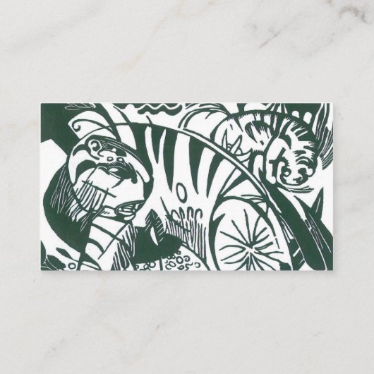 Tiger by Franz Marc;ヴィンテージ表現主義動物 名刺 (裏面)