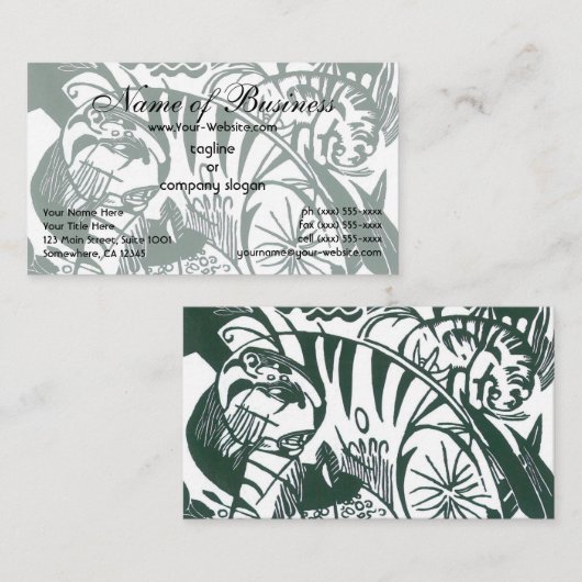 Tiger by Franz Marc;ヴィンテージ表現主義動物 名刺 (正面/裏面)