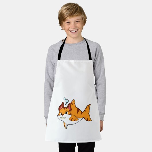 Tiger cat as Shark in Water.PNG エプロン (着用した状態)