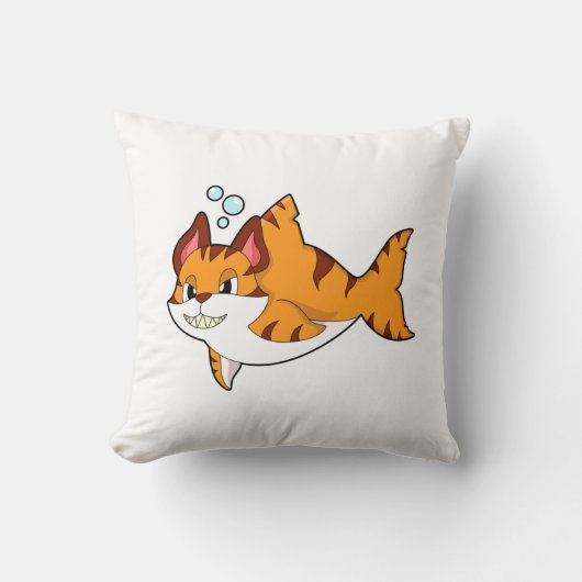 Tiger cat as Shark in Water.PNG クッション (正面)