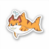Tiger cat as Shark in Water.PNG シール (正面)