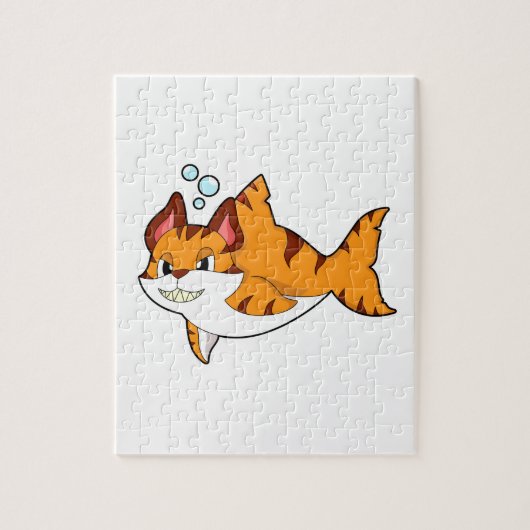 Tiger cat as Shark in Water.PNG ジグソーパズル (縦)