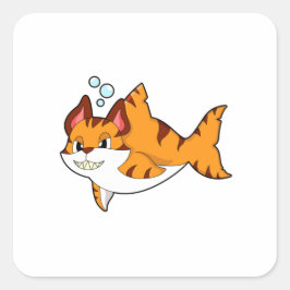 Tiger cat as Shark in Water.PNG スクエアシール