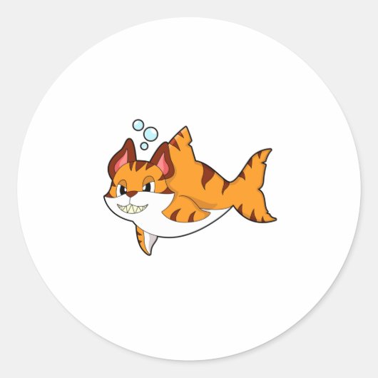 Tiger cat as Shark in Water.PNG ラウンドシール (正面)