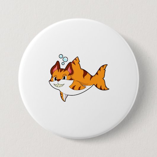 Tiger cat as Shark in Water.PNG 缶バッジ (正面)