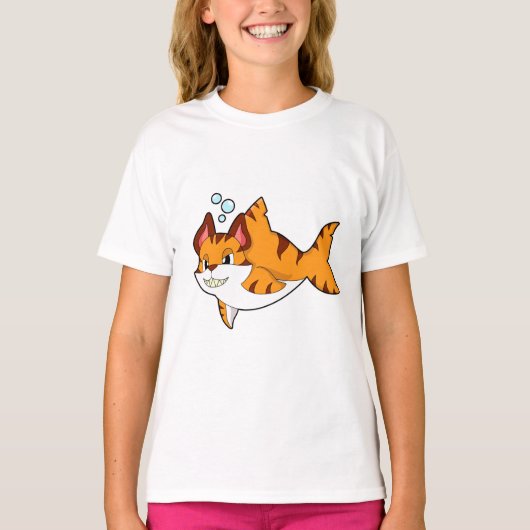 Tiger cat as Shark in Water.PNG Tシャツ (正面)