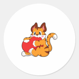 Tiger cat at Love with ハート.PNG ラウンドシール