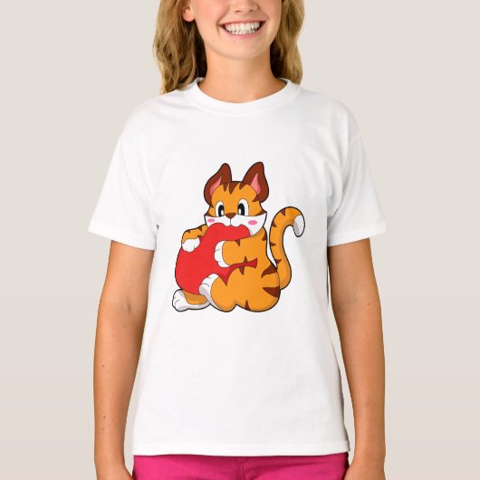 Tiger cat at Love with ハート.PNG Tシャツ (正面)