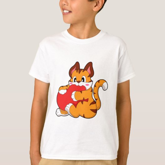 Tiger cat at Love with ハート.PNG Tシャツ (正面)