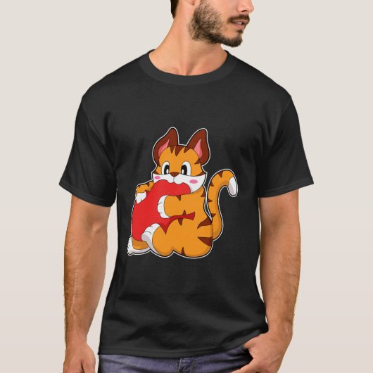 Tiger cat at Love with ハート.PNG Tシャツ (正面)
