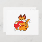 Tiger cat at Love with Heart.PNG ポストカード (正面/裏面)