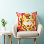 Tiger Cat Decoratie Red Fabrics DesignThrow Pillow クッション (椅子)