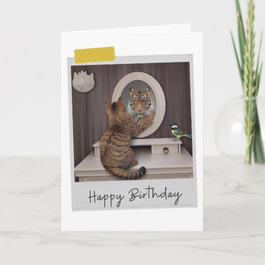 Tiger Cat Funny Birthday Card カード (正面)