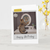 Tiger Cat Funny Birthday Card カード (黄色い花)