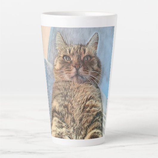 Tiger Cat Illustration Design カフェラテマグ (正面)