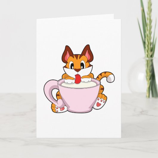 Tiger cat with Cup of Milk.PNG カード (正面)