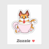 Tiger cat with Cup of Milk.PNG シール (シート)