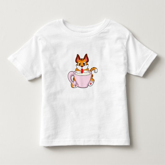 Tiger cat with Cup of Milk.PNG トドラーTシャツ (正面)
