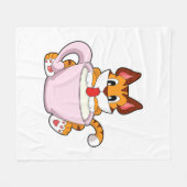 Tiger cat with Cup of Milk.PNG フリースブランケット (正面(横))