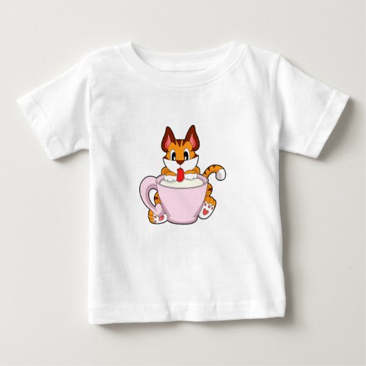 Tiger cat with Cup of Milk.PNG ベビーTシャツ (正面)