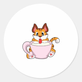 Tiger cat with Cup of Milk.PNG ラウンドシール