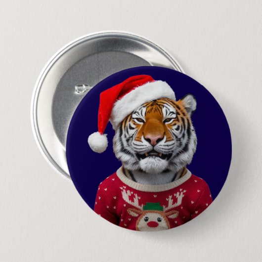 Tiger Christmas Button 缶バッジ (正面&裏面)